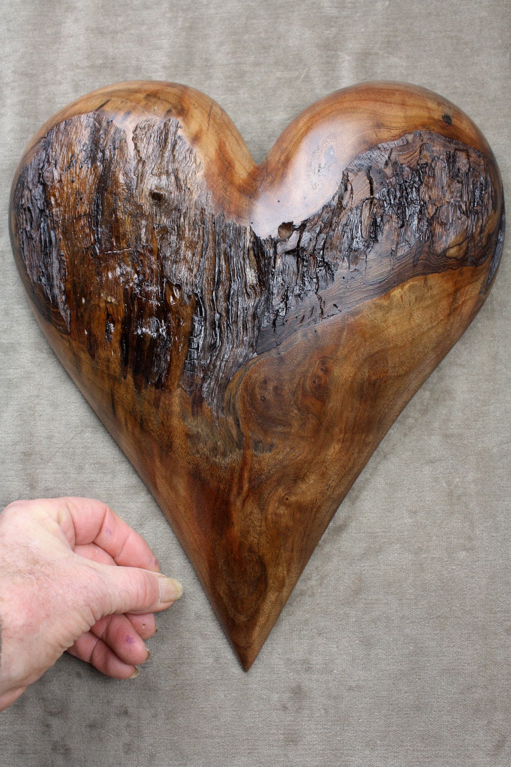Personalized Anniversary Gift, Fathers Day Gift, Wood Carving, Wood Heart, by Gary Burns, wiz, treewiz, handmade, woodworking