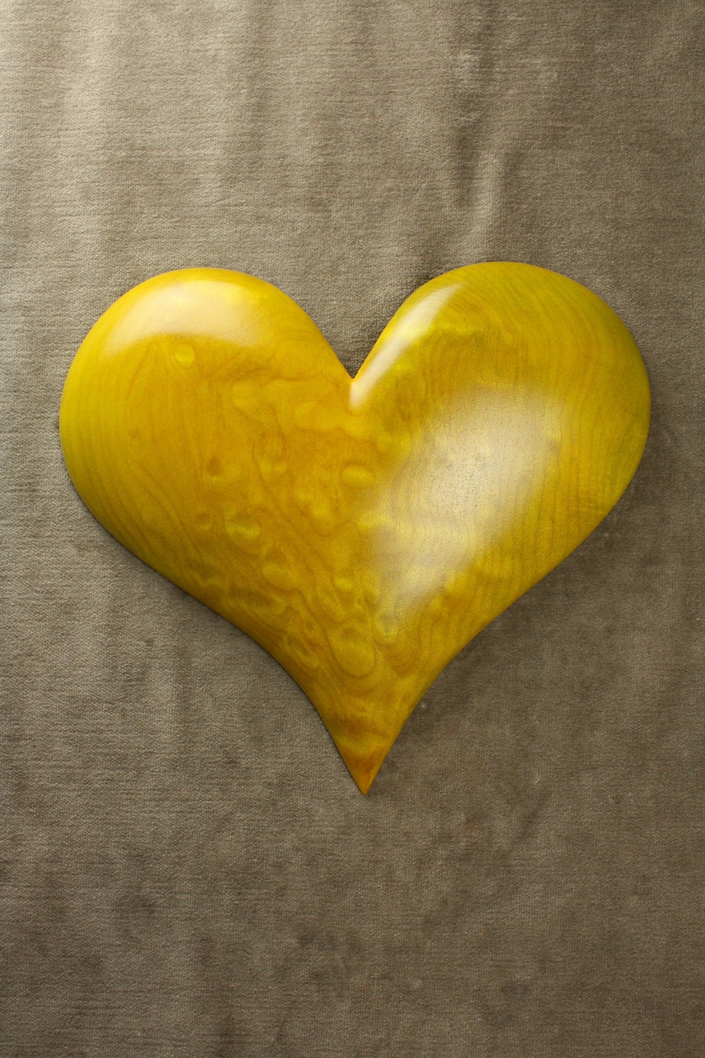 Personalized Wedding gift, carved wood Heart, wood carving, Birthday gift, Yellow, carved by Gary Burns, wiz, treewiz, handmade, woodworking