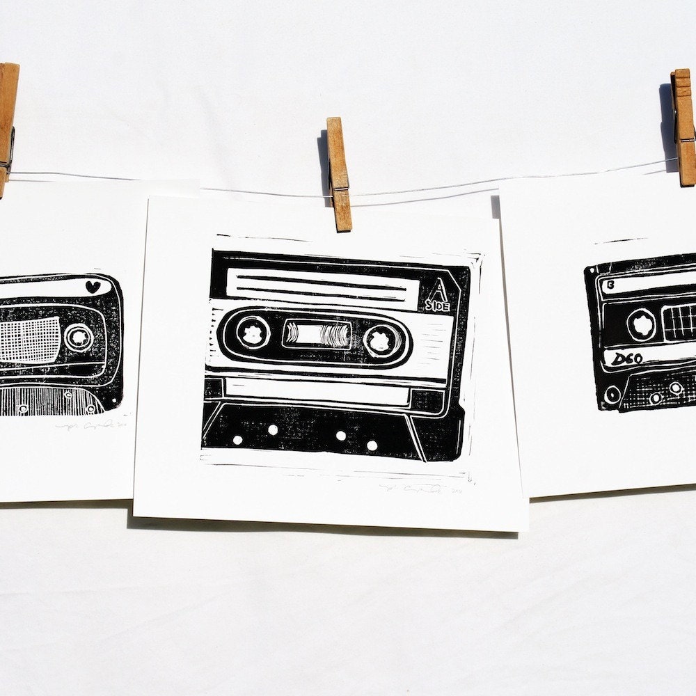 limited edition hand pulled prints, Mixtape set of 3, Mixtape Compilation