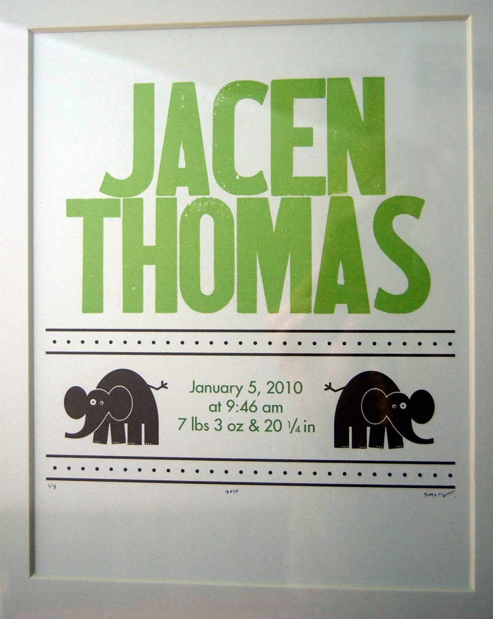 Customized Baby Letterpress Broadside by The Permanent Collection