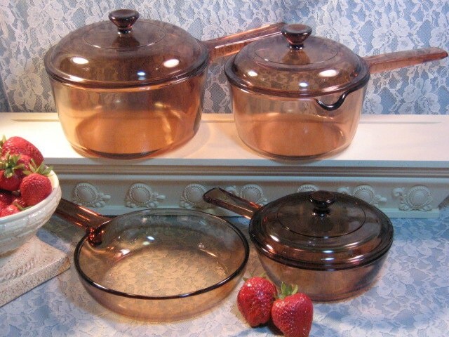 Vintage Pyrex Corning Brown Visionware Visions Glass Cookware