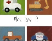 Transportation Set - Set of 3 8x10 PRINTS - Create your own set nursery decor - kids - baby - children