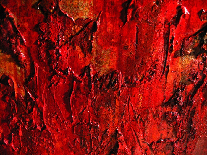 Abstract Painting, Original Red Contemporary Art, Modern Abstract Rich Textured fine art, by Henry Parsinia Large 48x24
