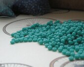 vintage Czech seed beads, turquoise, opaque, 10g