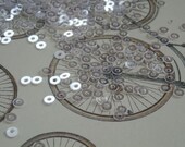 sequins, clear with silver, 3mm