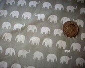 Back in Stock, Daiwabo Japan Fabric, Little White Elephants on GREY , Cotton,  Fat Quarter