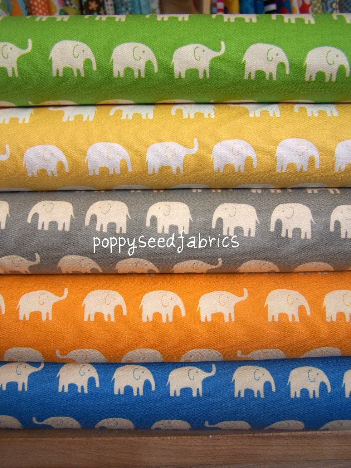 Daiwabo Japan Fabric, Tip Top Elephant Walk Cotton, Fat Quarter Bundle 5 total