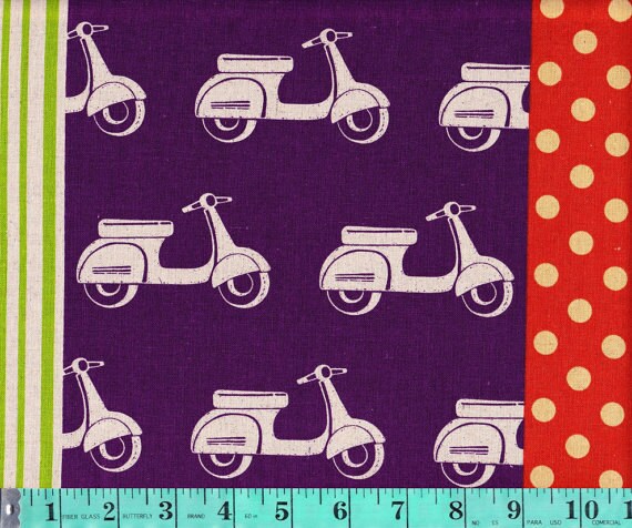 End of the bolt, Scooters in Purple, Echino Ni-Co Fabric Spring 2011, 23 inches