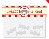Sock Monkey party - Personalized DIY printable treat bag label