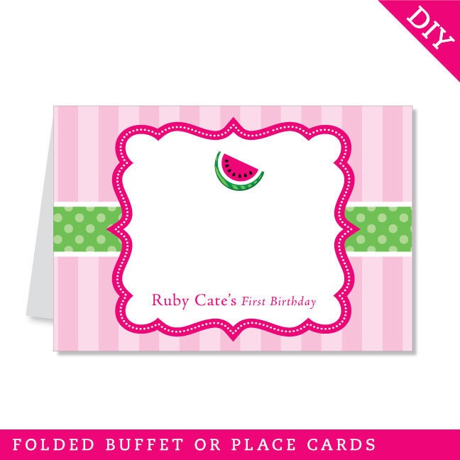 Watermelon party - Personalized DIY printable buffet cards or place cards