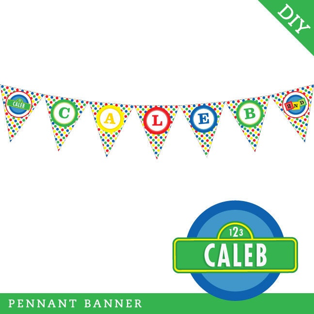 Sesame Street party - Personalized DIY printable pennant banner