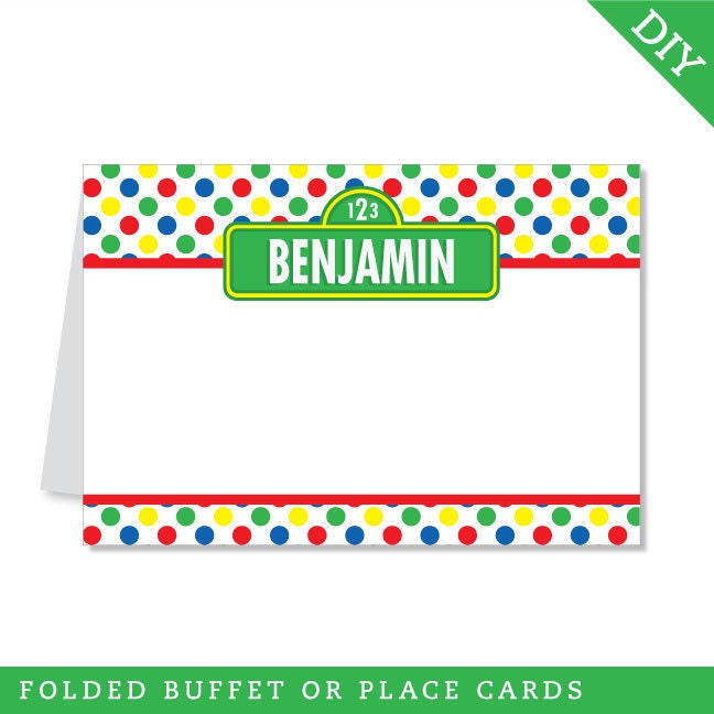 Sesame Street party - Personalized DIY printable buffet cards or place cards