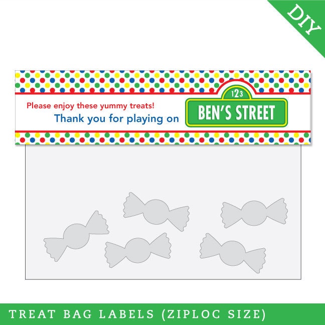 Sesame Street party - Personalized DIY printable treat bag label