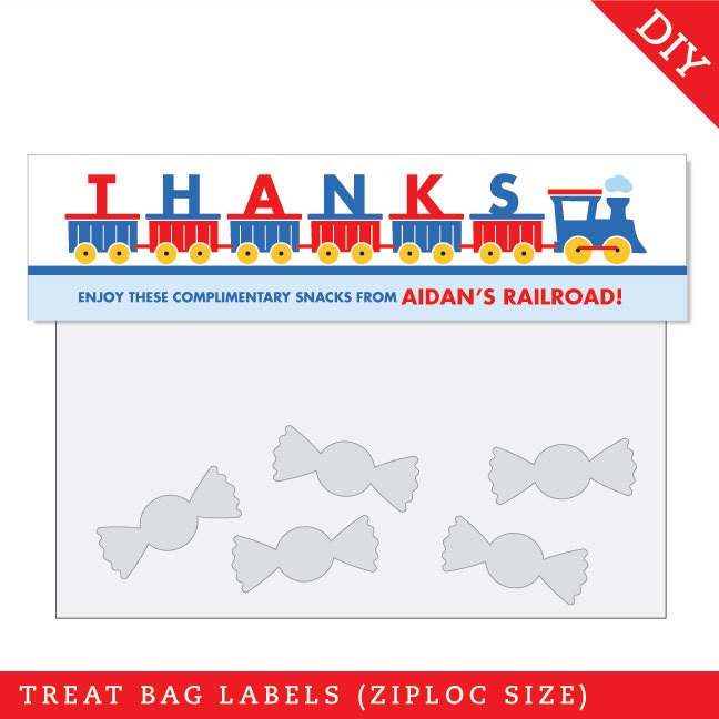 Train party - Personalized DIY printable treat bag label