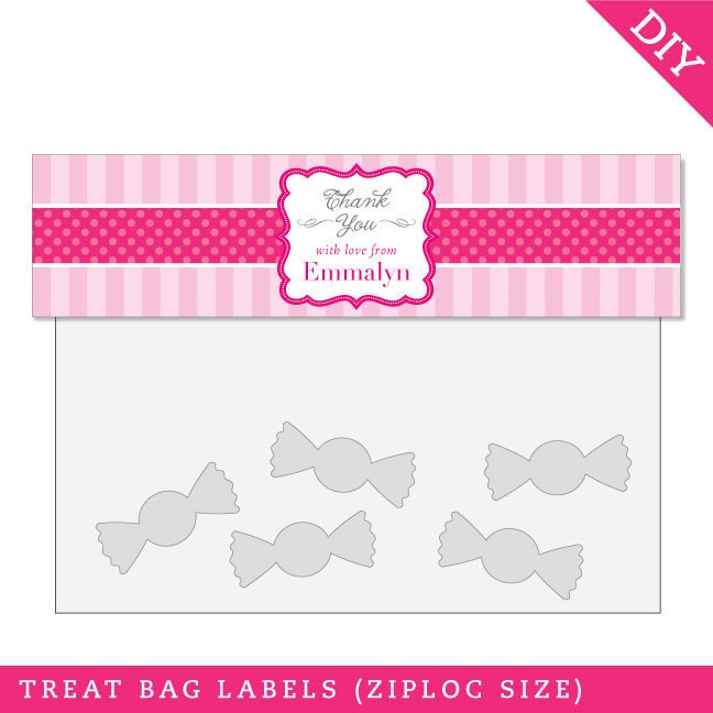 Pretty in Pink party - Personalized DIY printable treat bag label