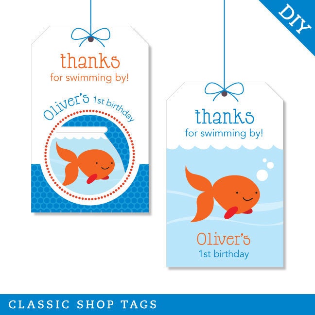 Goldfish party - Personalized DIY printable favor tags