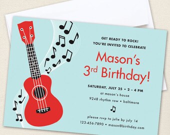Rock Star party - Set of 15 custom invitations - Printable file also available