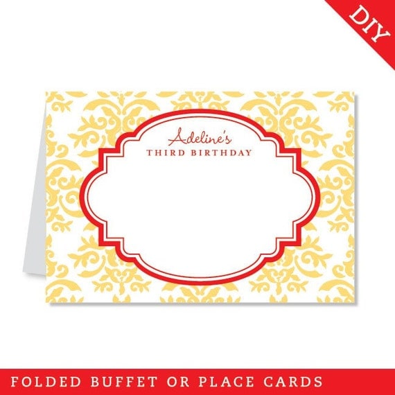 Design it yourself - Damask - Personalized DIY printable buffet cards or place cards - Choose your own font and colors Il_570xn