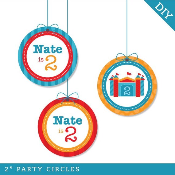 Bounce House party - Personalized DIY printable party circles Il_570xn