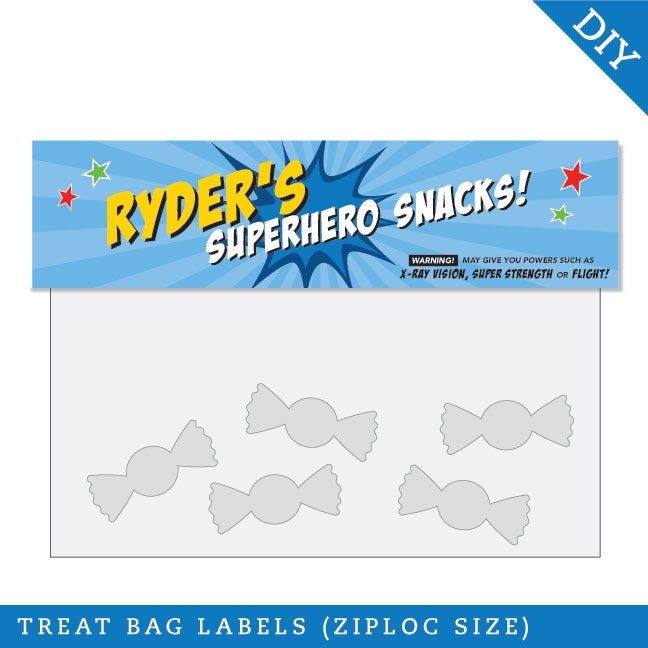Superhero party - Personalized DIY printable treat bag label Il_570xn