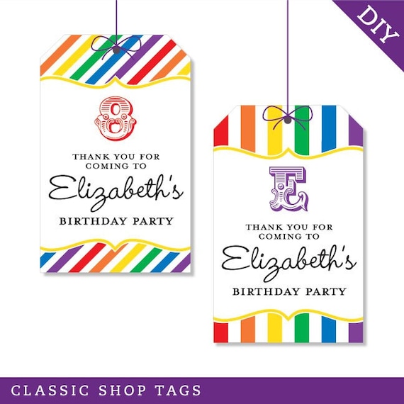 Rainbow party - Custom DIY printable favor tags Il_570xn