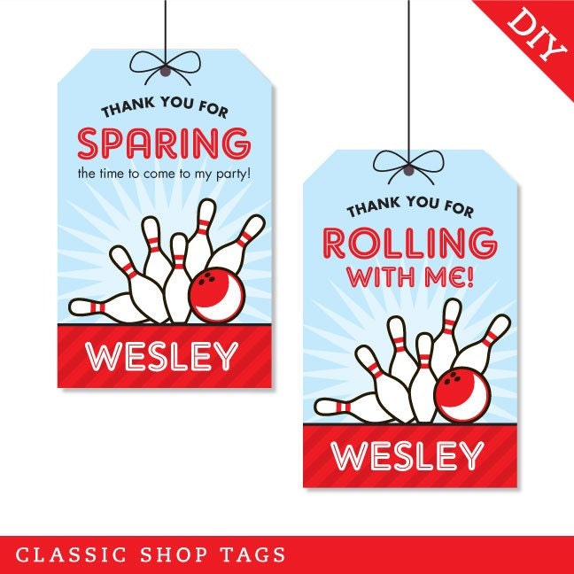 Bowling party - Custom DIY printable favor tags Il_570xn