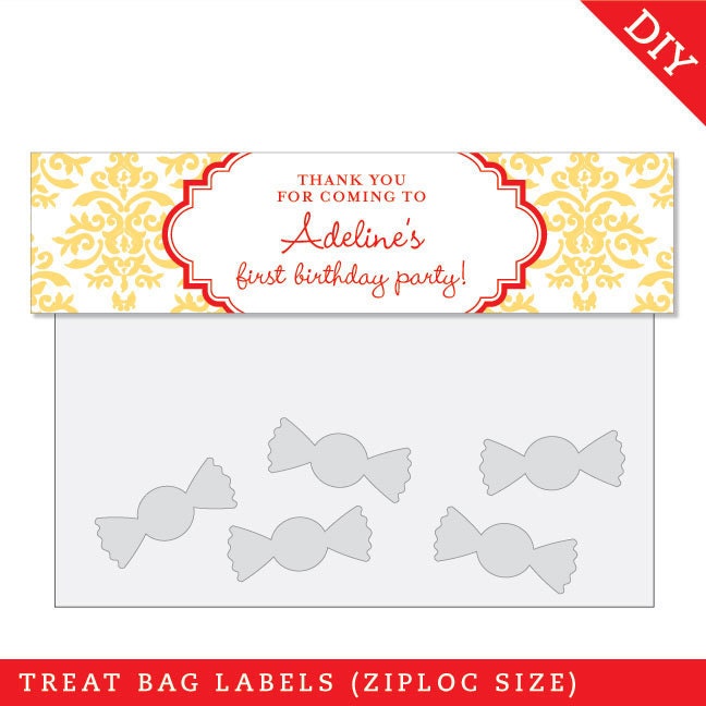Design it yourself - Damask - Personalized DIY printable treat bag label - Choose your own font and colors Il_570xn