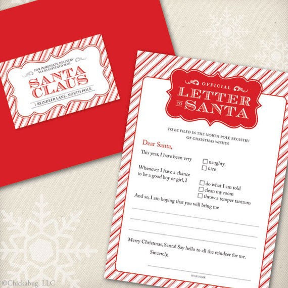 ORIGINAL Official Letter to Santa Kit - Set of 4 cards, red envelopes, and mailing labels