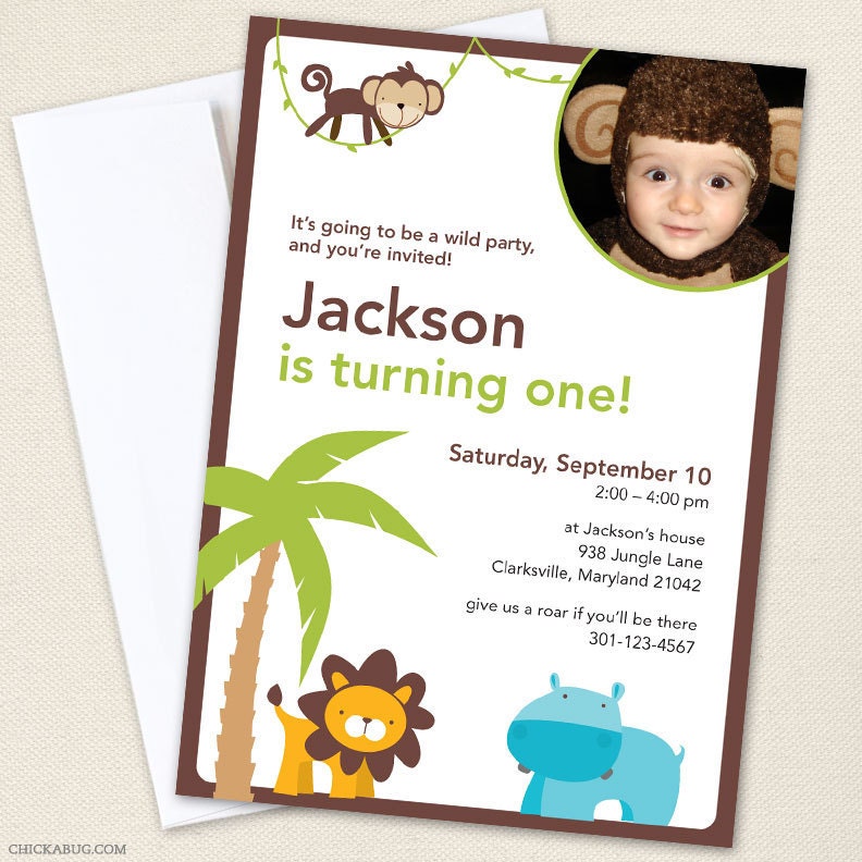 Jungle safari party photo invitations - Professionally printed - Printable file also available Il_570xn