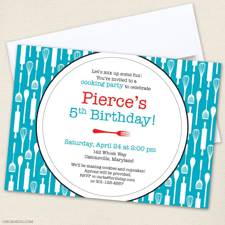Cooking party invitations - Professionally printed - Printable file also available Il_570xn