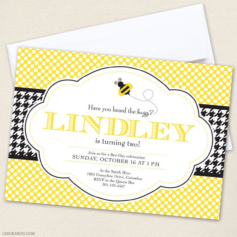 Bumblebee party invitations - Professionally printed - Printable file also available Il_570xn