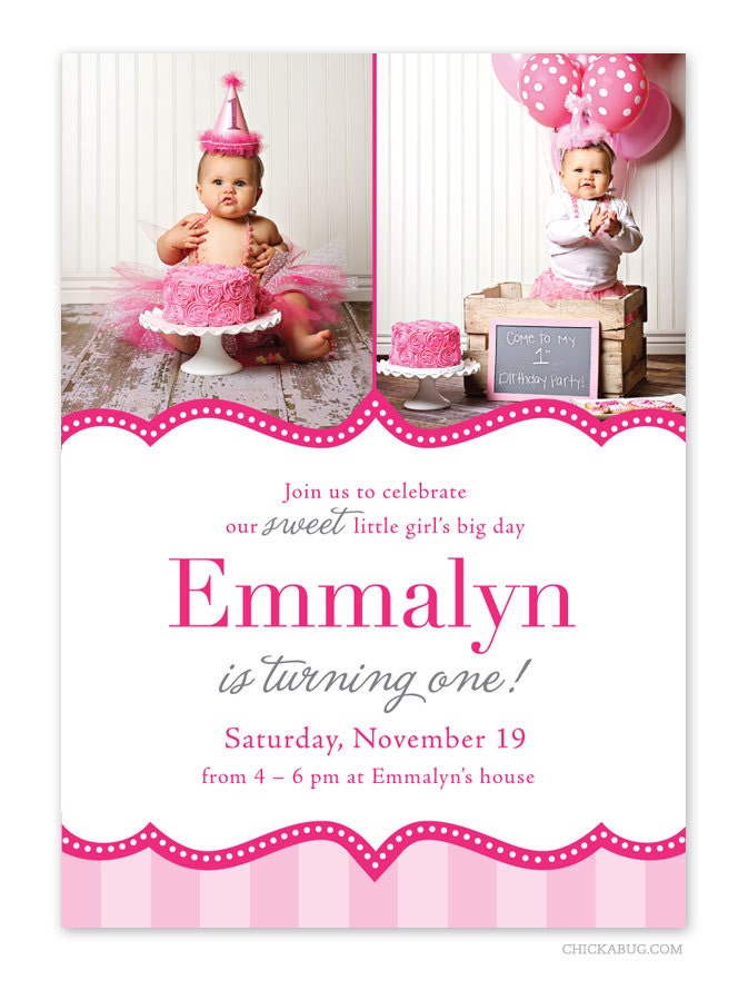 Pretty in Pink party - Set of 15 custom photo invitations - Printable file also available
