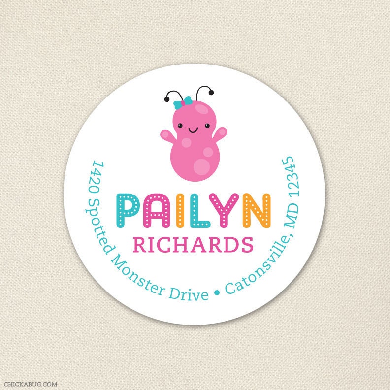 Little Monster party - Personalized address labels - Sheet of 24 Il_570xn