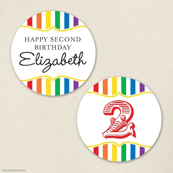 Rainbow party - Custom stickers - Sheet of 12 or 24 Il_570xn