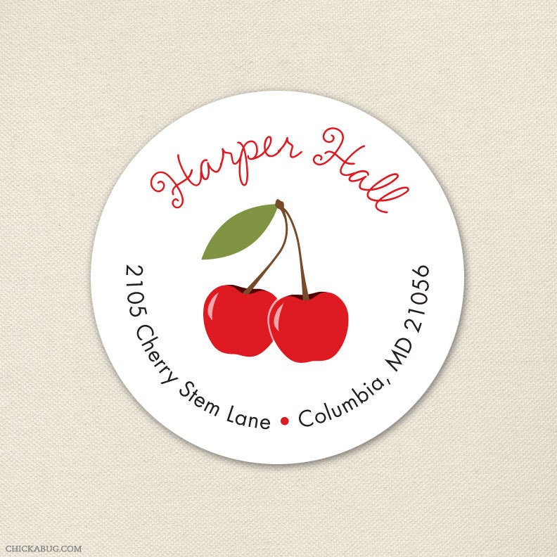 Cherry party - Personalized address labels - Sheet of 24 Il_570xn