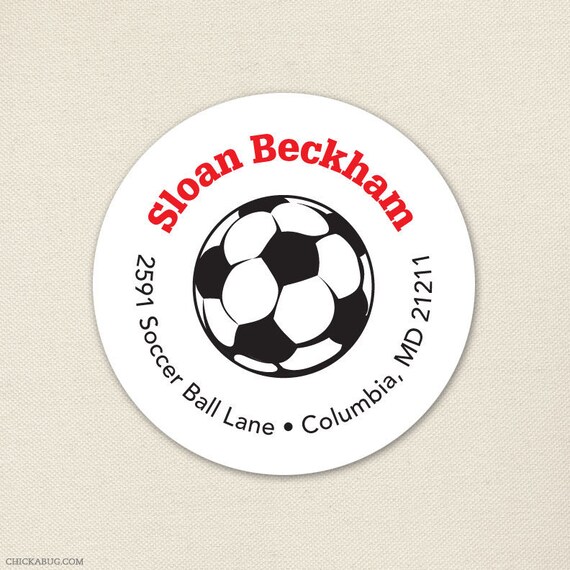 Soccer party - Personalized address labels - Sheet of 24 - Choose red, green, blue or pink Il_570xn