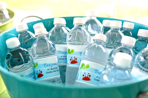 Under the Sea - Personalized water bottle labels - Set of 15