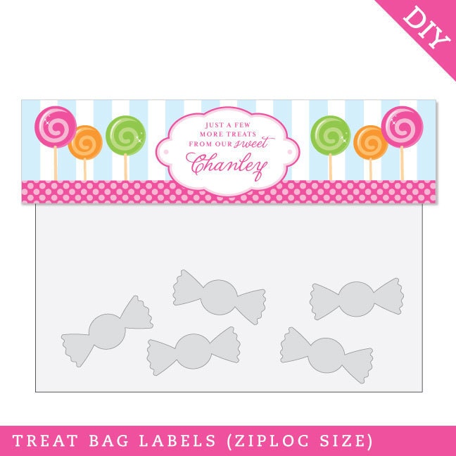Lollipop party - Personalized DIY printable treat bag label