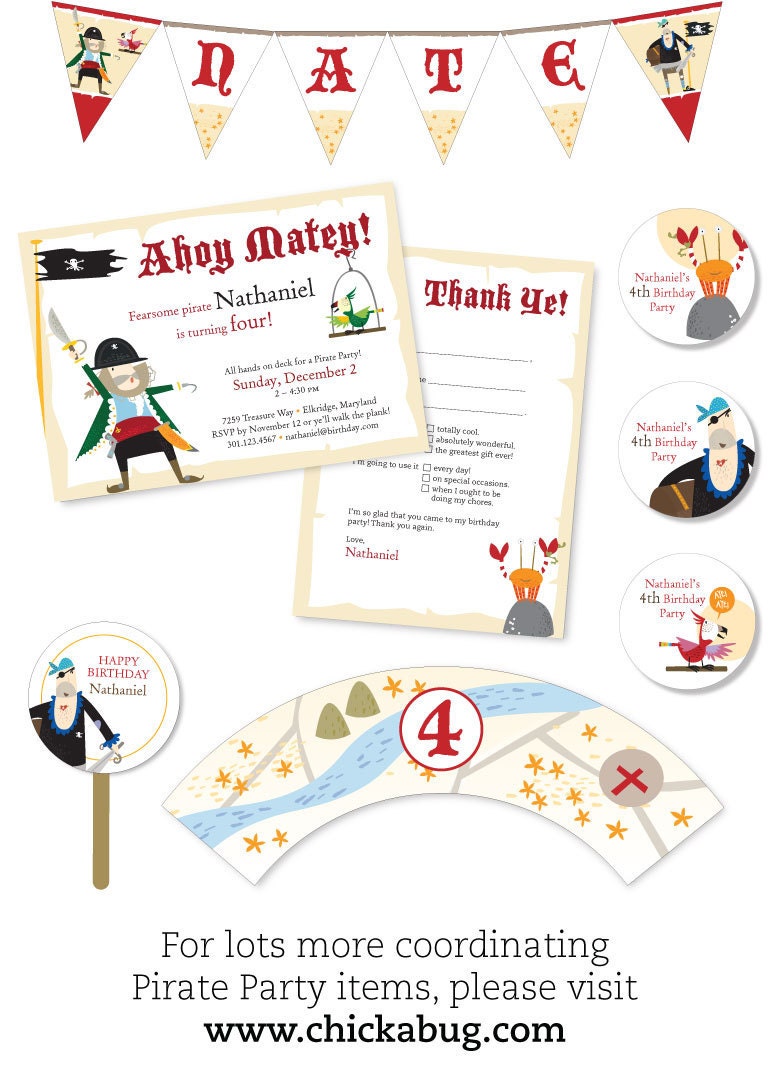 Pirate party - Personalized water bottle labels - Set of 15