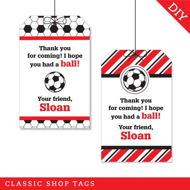Soccer Party Personalized DIY printable favor tags by Chickabug
