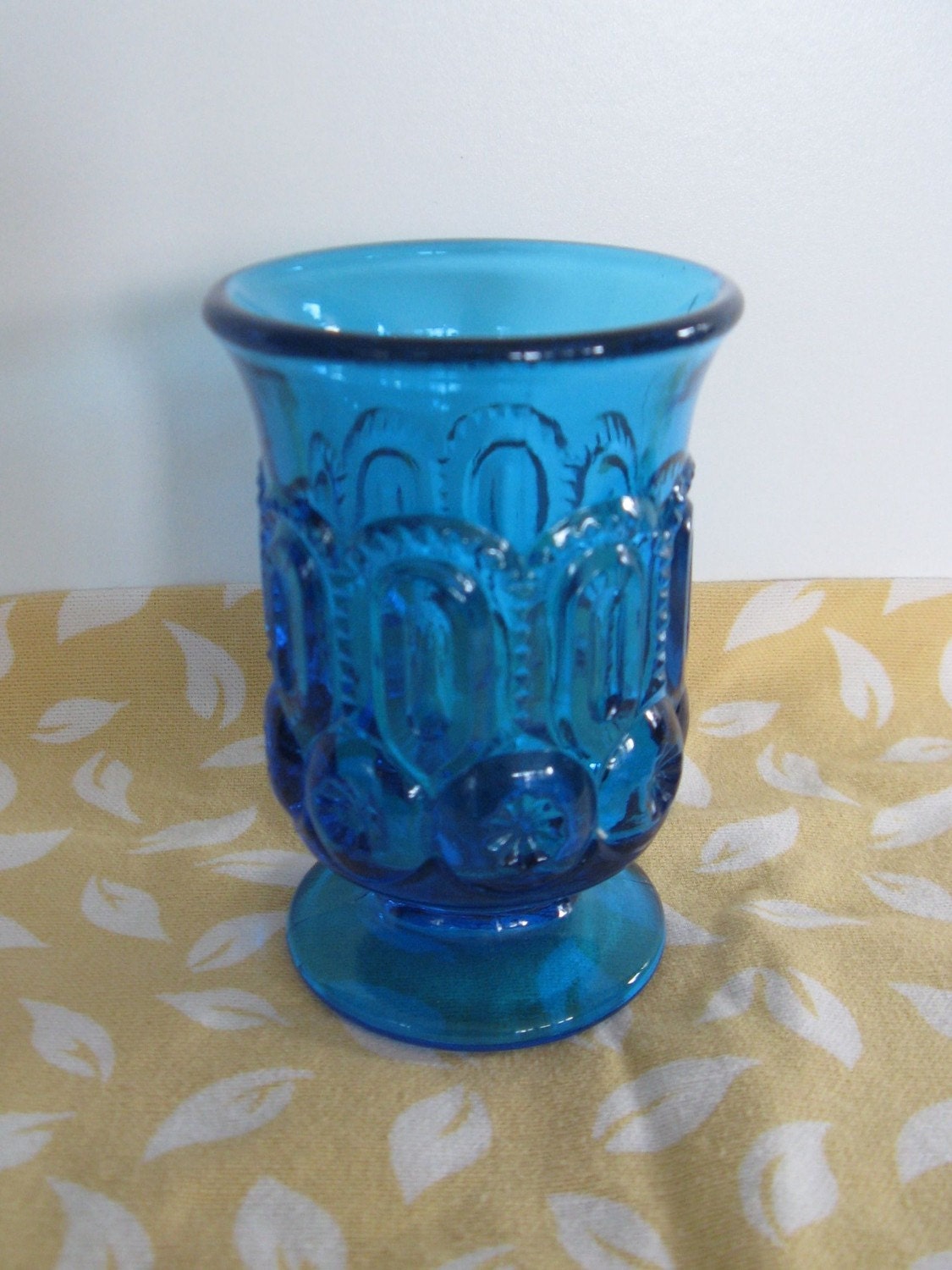 Vintage Miniature Pressed Glass Vase blue by PackratPair on Etsy