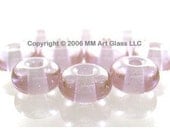 Handmade Lampwork Spacer Beads Glass Sapphirine Selter Pink 8mm Small Rondelle Donut SRA - The Spacer Bead Shop
