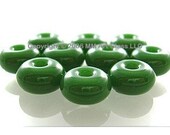 Handmade Glass Lampwork Beads Spacer Dark Forest Green 8mm Small Rondelle Donut SRA - The Spacer Bead Shop