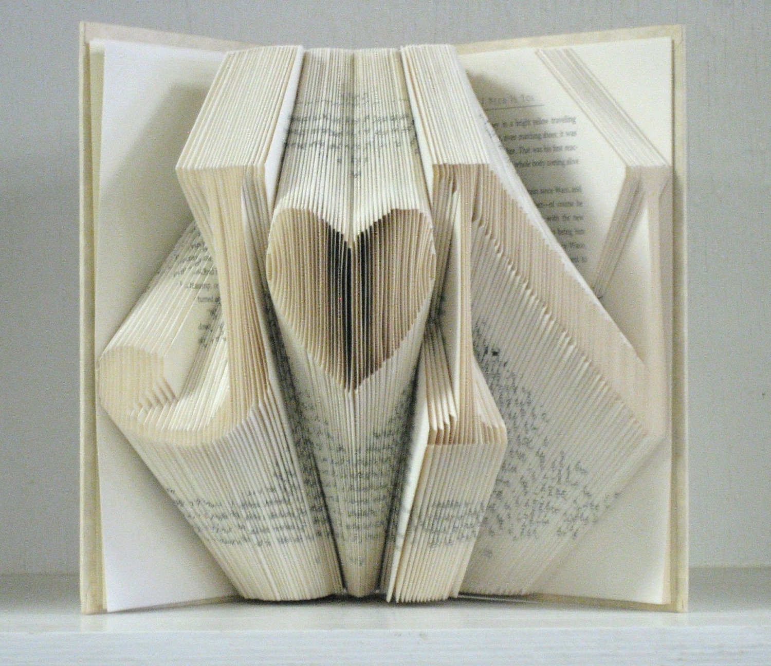 Custom Folded Book Art Sculpture - She hearts Him - Wedding, Bridal Shower, Anniversary, Engagement Gift Decor, Bride and Groom