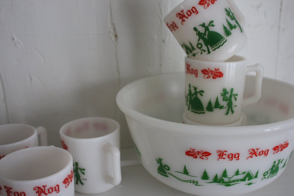 Nog cups Mugs Egg vintage  Vintage  Retro and Cups  eggnog Bowl Bowl   Atlas Hazel Punch and