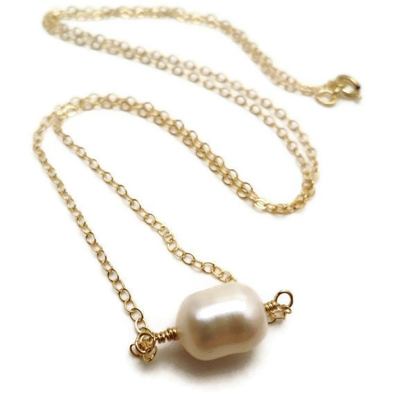 Baroque Pearl on Gold Necklace