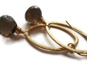 Smokey Quartz and Gold Vermeil Earrings