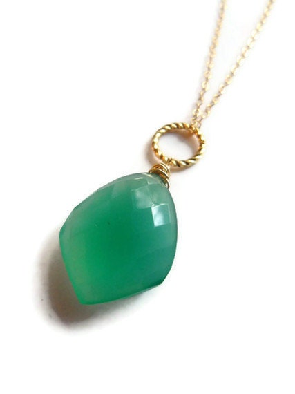 Green Onyx and Gold Necklace