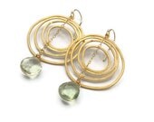 Green Amethyst and Gold Earrings