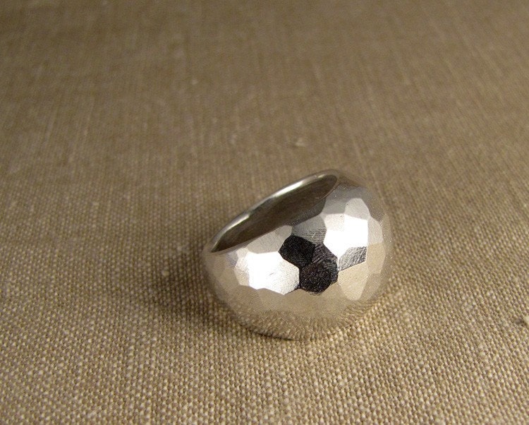 Faceted Cigar Band Cocktail Ring (Sterling Silver) Made to Order